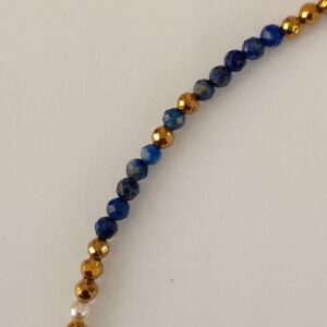 Naszyjnik lapis lazuli, hematyt, perły